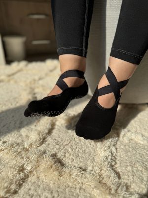 جوراب پیلاتس/یوگا کالجی بند ضربدری