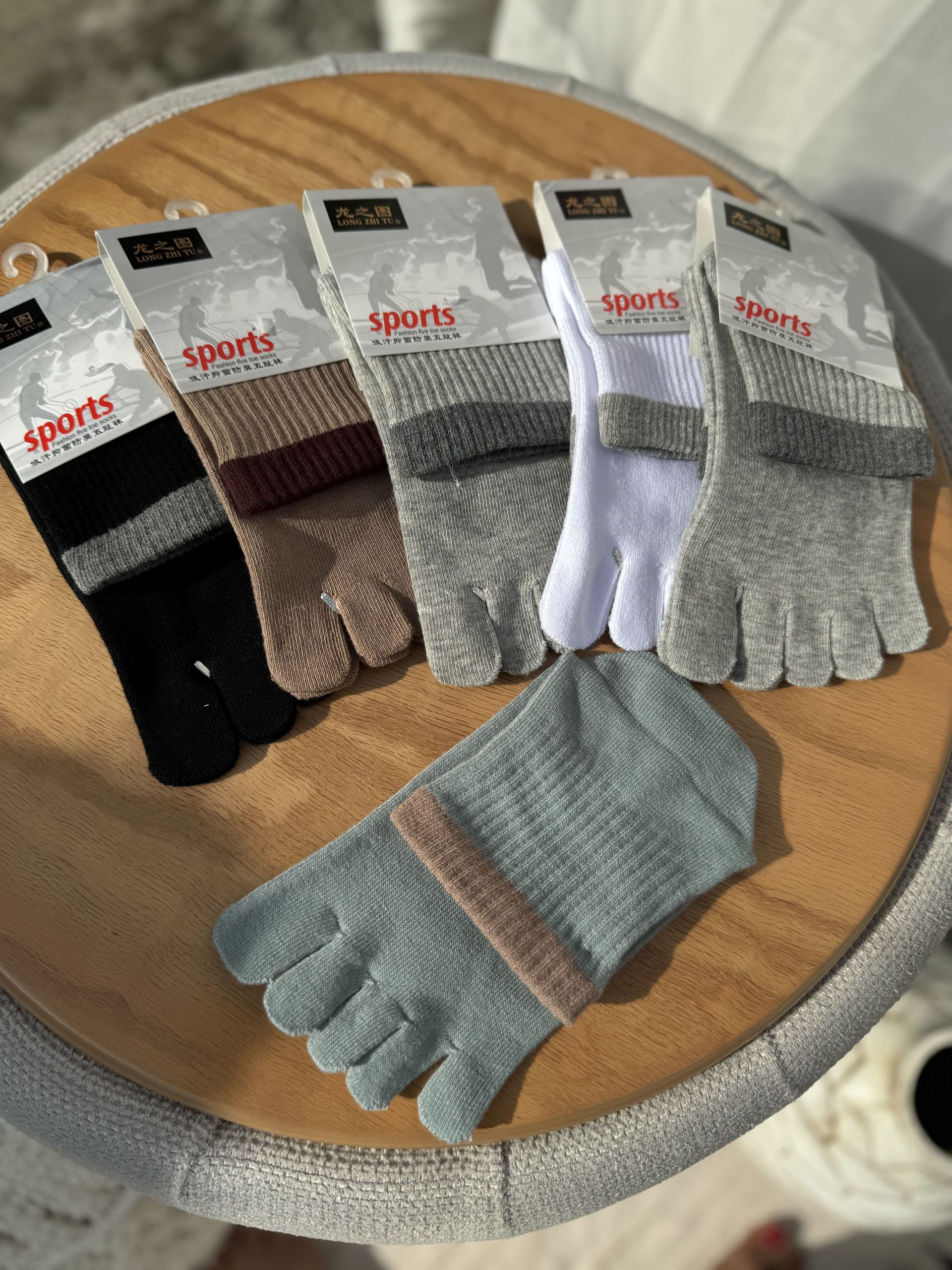 جوراب انگشتی ساقدار بالا خط دار - Image 2